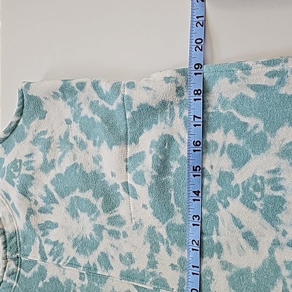 Colsie Jumpsuit Overalls Coveralls Crop Sleeveless Pockets Tie-Dye Green White M - Picture 10 of 14